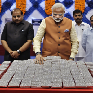 Exploring the Surat Diamond Bourse with Narendra Modi.