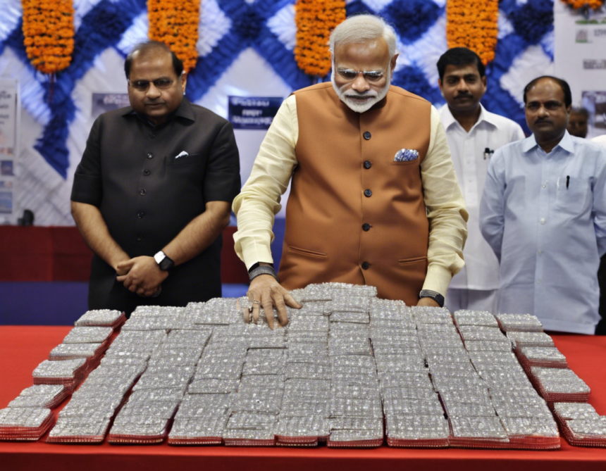 Exploring the Surat Diamond Bourse with Narendra Modi.